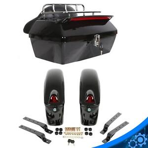 NEW Motorcycle Hard Saddle Bags +Tour Pack Trunk W/ Tail Light For Harley Yamaha (For: Indian Roadmaster)