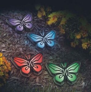 Sets of 4 Solar Powered Butterfly Lights Garden Pathway Outdoor Lawn NEW