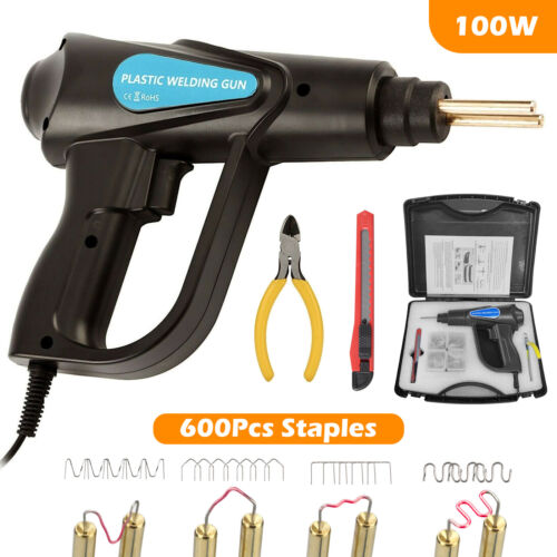 100W Plastic Welder Bumper Repair Kit Welding Gun Soldering Tool 600Pcs Staples