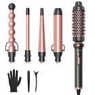 Wavytalk 5 in 1 Curling Iron,Curling Wand Set with Curling Brush and 4 Interc...