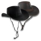 Outback Hat Distressed Brown Leather Aussie Western Cowboy Wide Brim S-XXL Mens