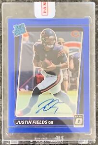 New Listing2021 Panini Donruss Optic Justin Fields RC Blue Refractor Rookie Auto RC #15/99