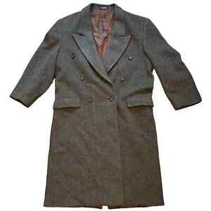 Men's Vintage European Wool Trench Coat Dark Grey/Black Knee Length Yugoslavian