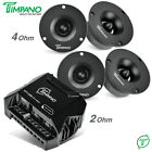 4x Timpano TPT-ST3 BLACK Tweeters + TPT-500.4 2 Ohm Compact 4 Channel Amplifier