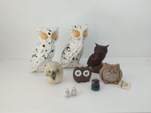 Vintage Porcelain Owl Collection MCM Decor  Mid century Lot of 9 NN