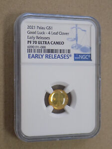 2021 $1 Palau Gold Good Luck 4 Leaf Clover NGC PF 70 Ultra Cameo