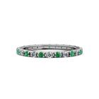 TriJewels Emerald and Diamond French Set Eternity Ring 5/8 ctw 14K Gold JP:12718