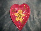 Laurie Gates Gingerbread Man Christmas Heart Shaped Bowl/Dish NWOB