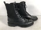 Sam Edelman Womens Black Leather Round Toe Lace Up Ankle Combat Boots Size 9