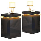 Set of 2 High Gloss LED Nightstand with 3 Drawers 27