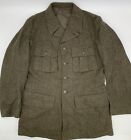 Three Crown 1947 Swedish Military Wool Trench Coat Green Army Jacket Vintage S/M