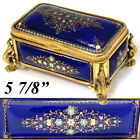 Antique Napoleon III French Kiln-fired Cobalt Enamel Jewelry Box, Grand Tour Sou