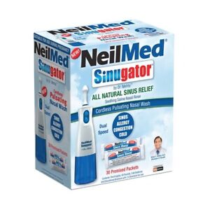 NeilMed Sinugator Cordless Pulsating Nasal Wash & 30 Premixed Packets