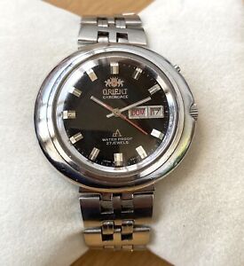 Orient Chronoace Vintage Watch Automatic Mouvement 42972 Black Dial 27 Jewels