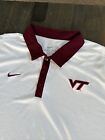 Nike Virginia Tech Polo Shirt Mens 2XL White Dri Fit Stretch Short Sleeve Logo