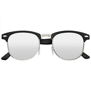 SUNGLASSES Mens Womens Retro Vintage Half Frame Semi Rimless Mirrored Sunglasses