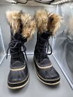 Sorel Joan Of Artcic Winter Boots Black Waterproof Leather Womens 8.5