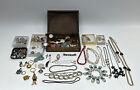 Lot Of Vintage Watches & Costume Jewelry W/ Vintage Wooden Jewelry Box