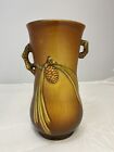 Roseville Pottery Brown Pinecone Vase 841-7 (~ 1935) chip to base 7 1/4