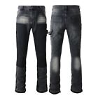 Pop Cargo Boot Cut Style Casual Flares Men's Pants Bell-Bottoms Black Jeans 9303