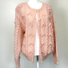 Vintage Cardigan Sweater Liz Claiborne Womens Large Hand Knitted Mohair Pink