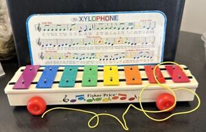 New ListingVintage 1964-78-85 Fisher-Price Xylophone Pull Toy No Mallet WITH MUSIC SHEET