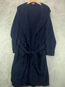 IZOD Bathrobe Lounge Robe Mens One Size Blue Plush Fleece Velour Belted Pockets