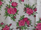 Most Unique Vintage 40's Barkcloth Needlepoint look? PINK ROSES Cotton Fabric