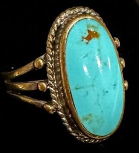 Sterling Silver Turquoise Indian Ring Size 8 - 3.3 Grams *