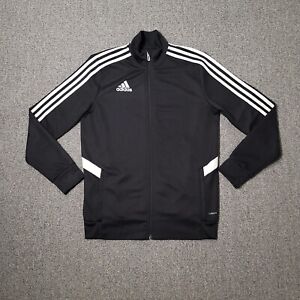 Adidas Jacket Mens Large ClimaLite 3 Stripe Warm Up Athletic Jacket Black *