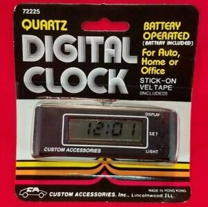 NOS - Custom Accessories 72225 Quartz Digital Clock Black Auto Dash Home Office