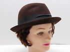 Vintage 1940s Brown Suede Fedora Hat Disney of New York Size 7 1/2 size