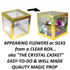 APPEARING FLOWERS SILKS 8 inch LARGE CLEAR BOX + FREE SPRING FLOWERS MAGIC TRICK
