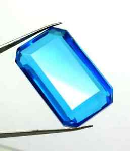 Natural Blue Topaz 155.65 Ct Emerald Shape Certified Clean Clarity Gemstone.