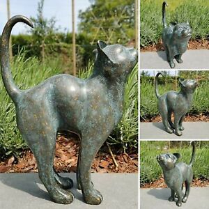 Cat Resin Bronze Lawn Porch Yard Home Garden Outdoor Sculpture Statue Decoration