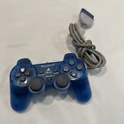 Sony OEM PlayStation PS1 PS2 Controller Blue Dual Shock SCPH-1200 Some Wear