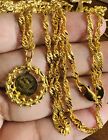 Solid 22K 916 Fine Yellow Real Dubai UAE Gold 22” long Coin Necklace 12.5g 3.2mm