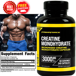 Creatine Monohydrate Capsules - Supports Muscle Growth - Pure Creatine - 240Caps