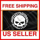 Harley Davidson 3x5 ft Flag Motorcycle Banner Skull Logo Garage Wall Sign