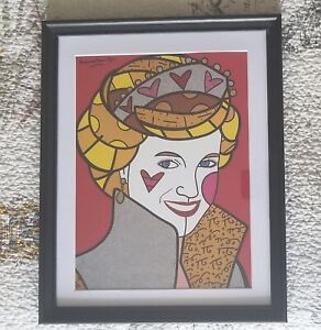 Romero Britto Framed Pop Art Print Portrait of Princess Diana Home  Wall Decor