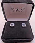 Kay Jewelers sterling & blue diamond stud earrings NIB