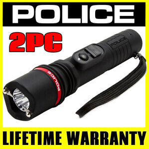 POLICE Stun Gun Flashlight 305 Black Self Defense Wholesale Lot of 2
