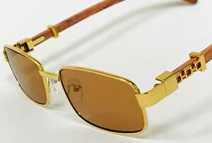 Men's Classic Vintage Retro Style Sunglasses Gold Frame Clear Lens Sophisticated