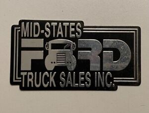 Vintage Mid-States Ford Truck Sales Des Moines Iowa Metal Dealer Badge Emblem