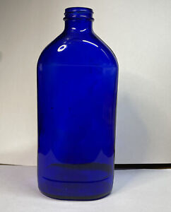 Vintage Large Cobalt Blue Glass Bottle Made in USA 9.25