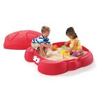 Crabbie Sandbox Red Plastic Outdoor Sandbox with Cover for Kids
