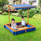 Wood Sand Boxes For Kids Outdoor With Adjustable Canopy Waterproof Lid And Cover