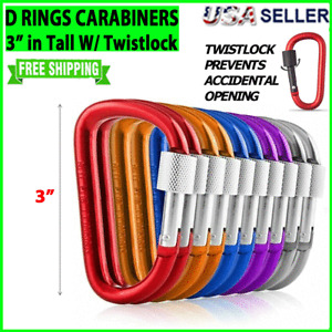 Carabiner Clip D Ring Set Aluminum Multicolor 3