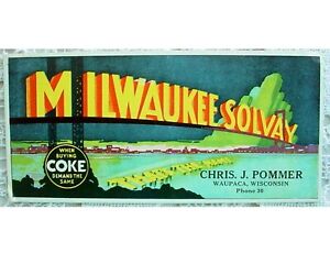 MILWAUKEE SOLVAY COKE COAL & GAS VINTAGE TRADE CARD BLOTTER WAUPACA WISCONSIN
