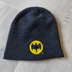 Batman Beanie Winter Hat Skull Ski Cap DC Comics Gray Yellow Black Retro Logo